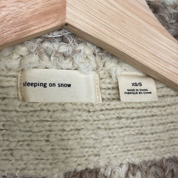 Sleeping On Snow Sweater Womens Beige Cardigan Open Asymmetrical Flowy XS - Picture 12 of 14